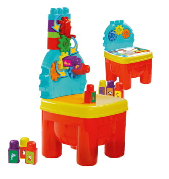Caixa de Brinquedo com Blocos e Engrenagens de Montar 53 Peças - Dismat